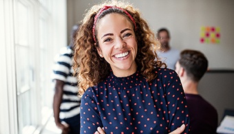 Woman smiling at work in Jacksonville