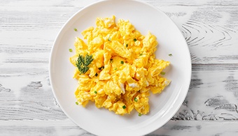 A plate of tasty, scrambled eggs