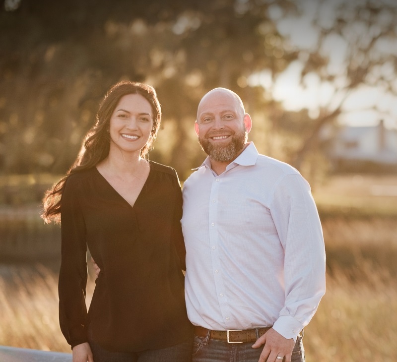 Jacksonville dentist Doctor Ryan Johnson with his family outdoors